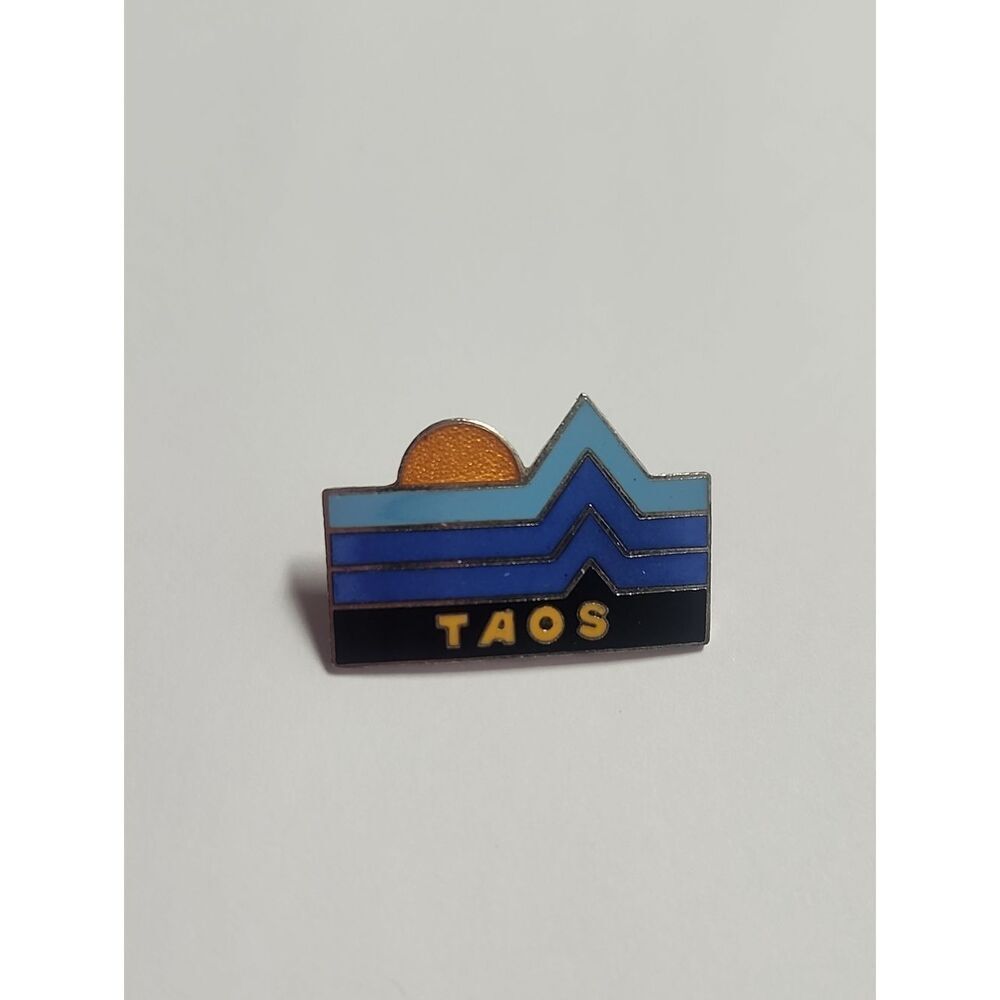 Taos Enamel Mountain Sunrise Pin - Blue and Yellow